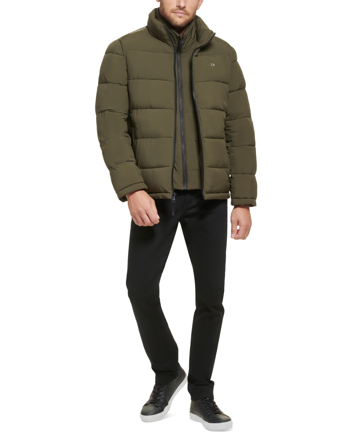 Calvin Klein Men's Puffer With Set In Bib Detail, Created for Macy's