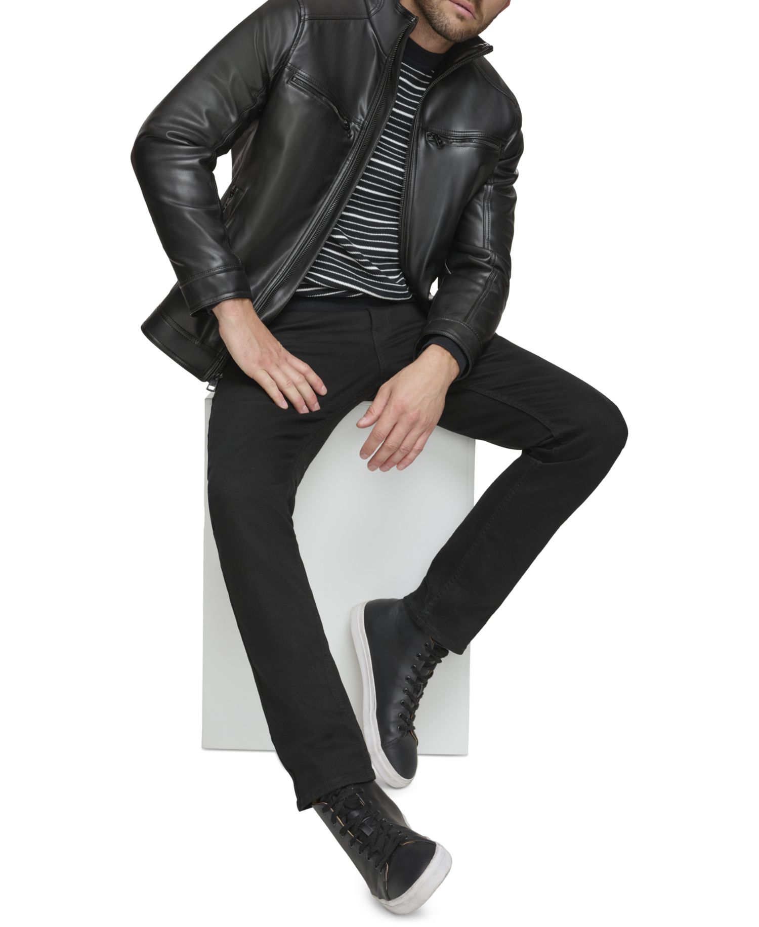 Men's Faux Leather Moto Jacket