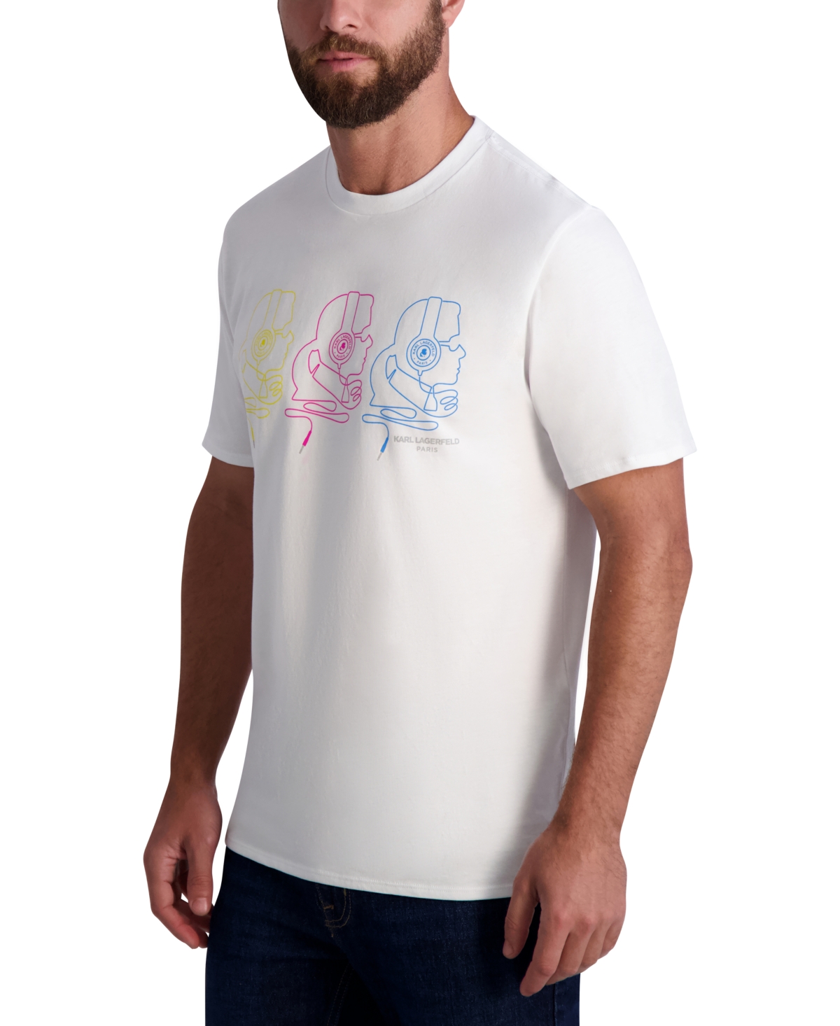 Karl Lagerfeld Men's Dj Head Graphic T-shirt, Created For Macy's In White