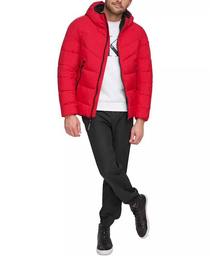 Men's Chevron Stretch Jacket With Sherpa Lined Hood - thumbnail 10