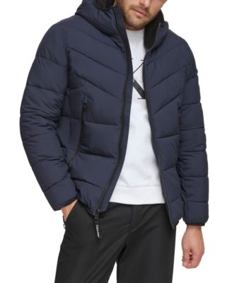 Men's Chevron Stretch Jacket With Sherpa Lined Hood