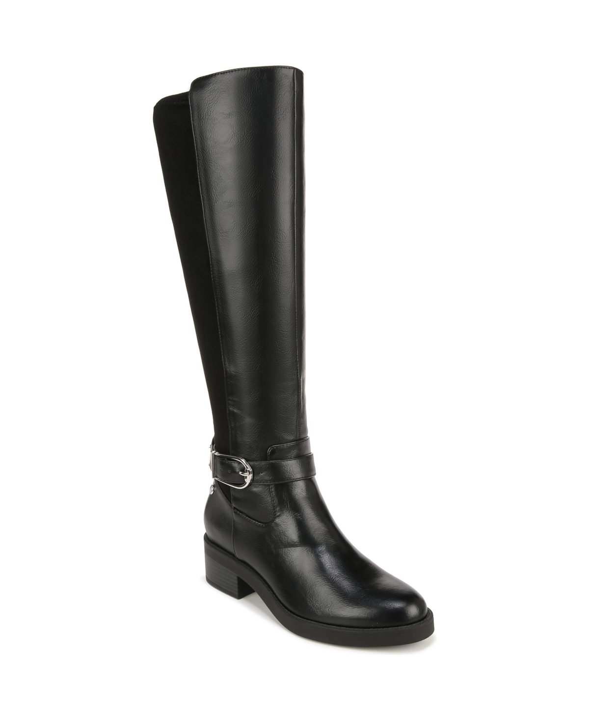Brooks Knee High Boots - Black Faux Leather/Microsuede