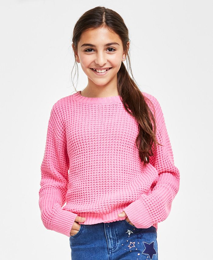 Epic Threads Big Girls Textured-Knit Crewneck Sweater, Created for Macy ...