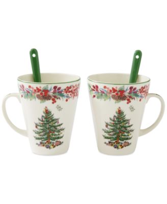 Spode - Christmas Tree Annual 2023 Mug & Spoon 4-Pc. Set