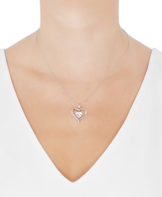 Birthstone Gemstone & Diamond Accent Heart 18" Pendant Necklace in 14k Gold-Plated Sterling Silver 