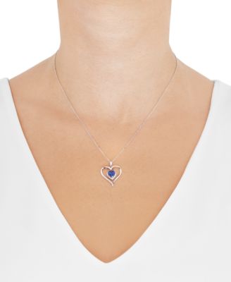 Birthstone Gemstone & Diamond Accent Heart 18" Pendant Necklace in 14k Gold-Plated Sterling Silver 