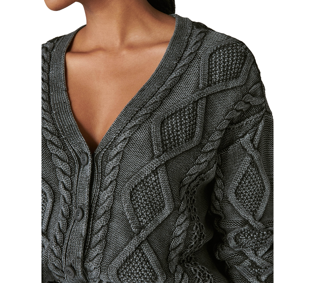 Lucky Brand Women's Cable-Stitch Long-Sleeve Cardigan