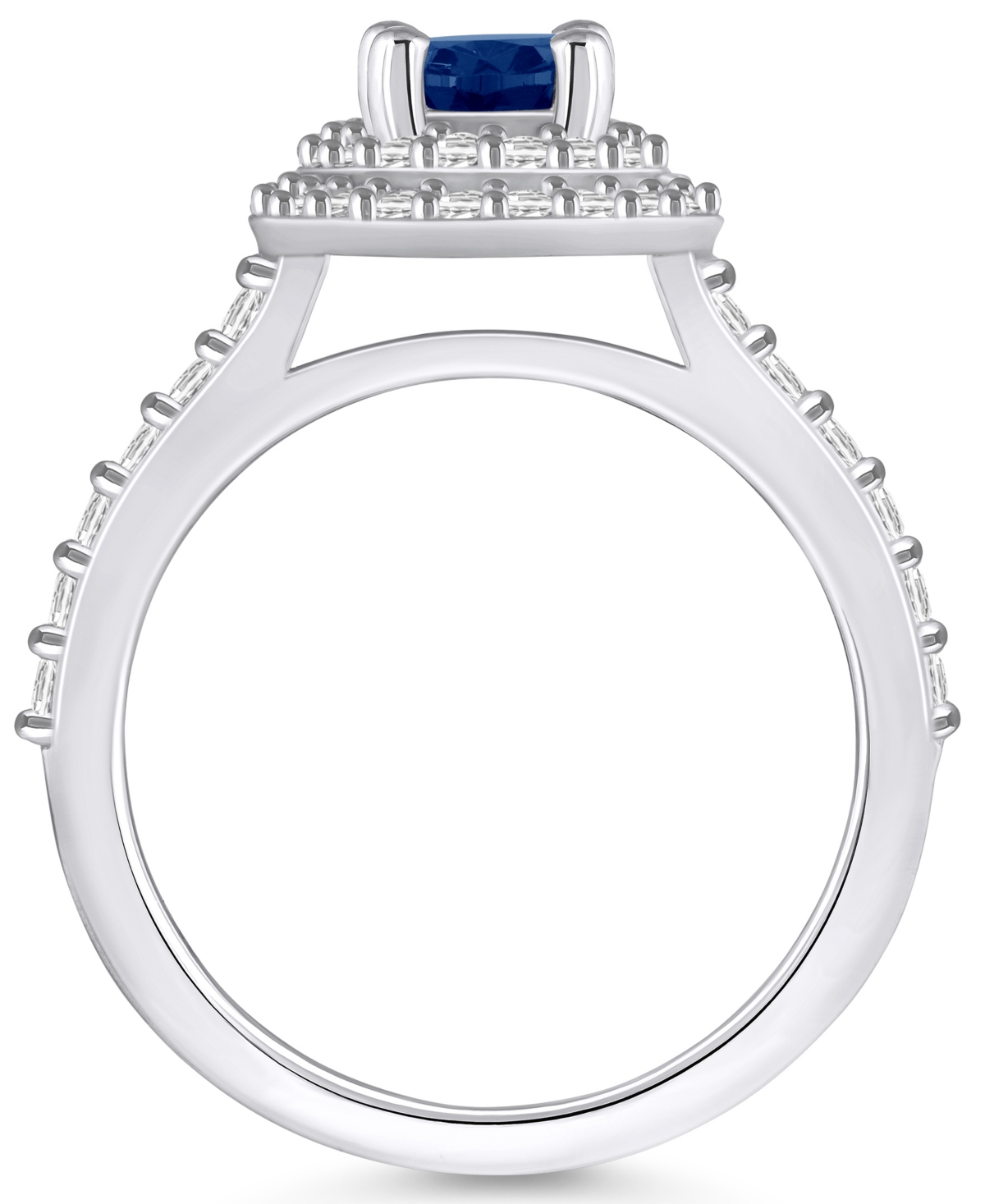 (1-1/2 ct. t.w.) & Diamond (5/8 ct. t.w.) Oval Double Halo Ring in 14k Gold - Sapphire/White Gold
