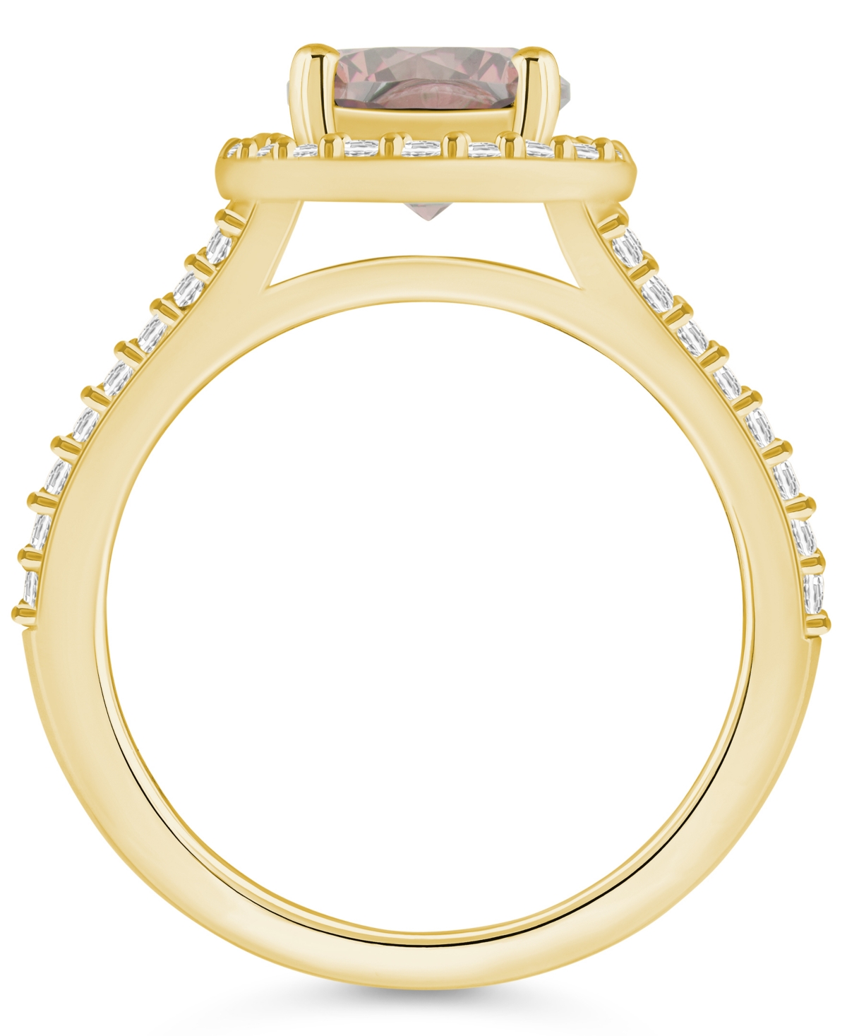Macy's(1-7/8 ct. t.w.) and Diamond (1/2 ct. t.w.) Halo Ring in 14K Yellow Gold - Morganite