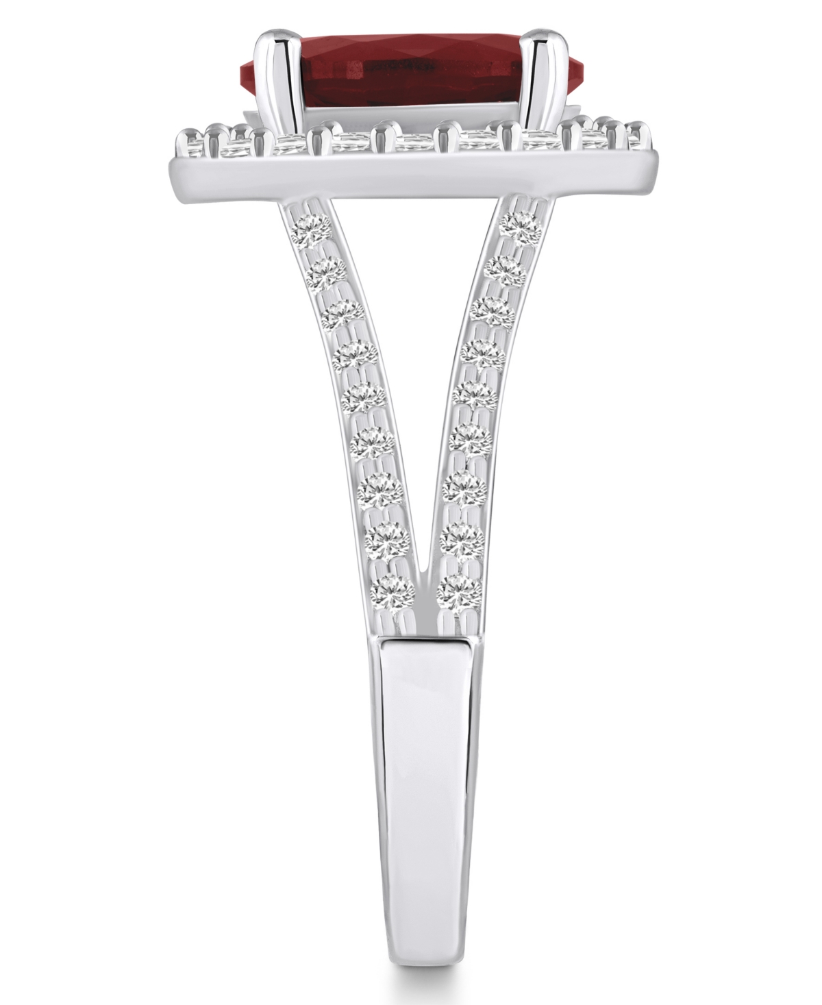 Macy's(3-1/10 ct. t.w.) and Diamond (3/4 ct. t.w.) Halo Ring in 14K White Gold - Garnet