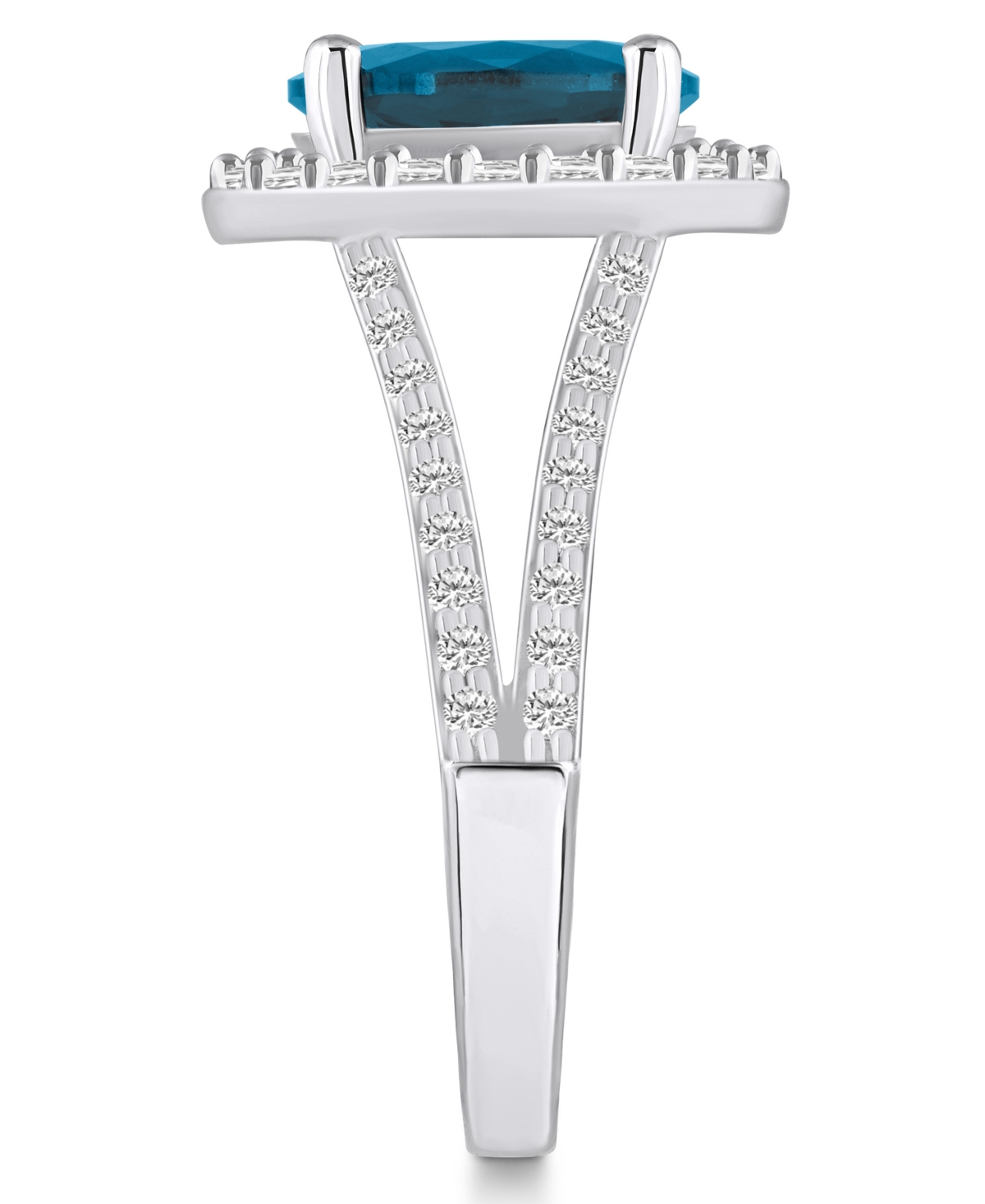 Macy's(3-5/8 ct. t.w.) and Diamond (3/4 ct. t.w.) Halo Ring in 14K White Gold - London Blue Topaz