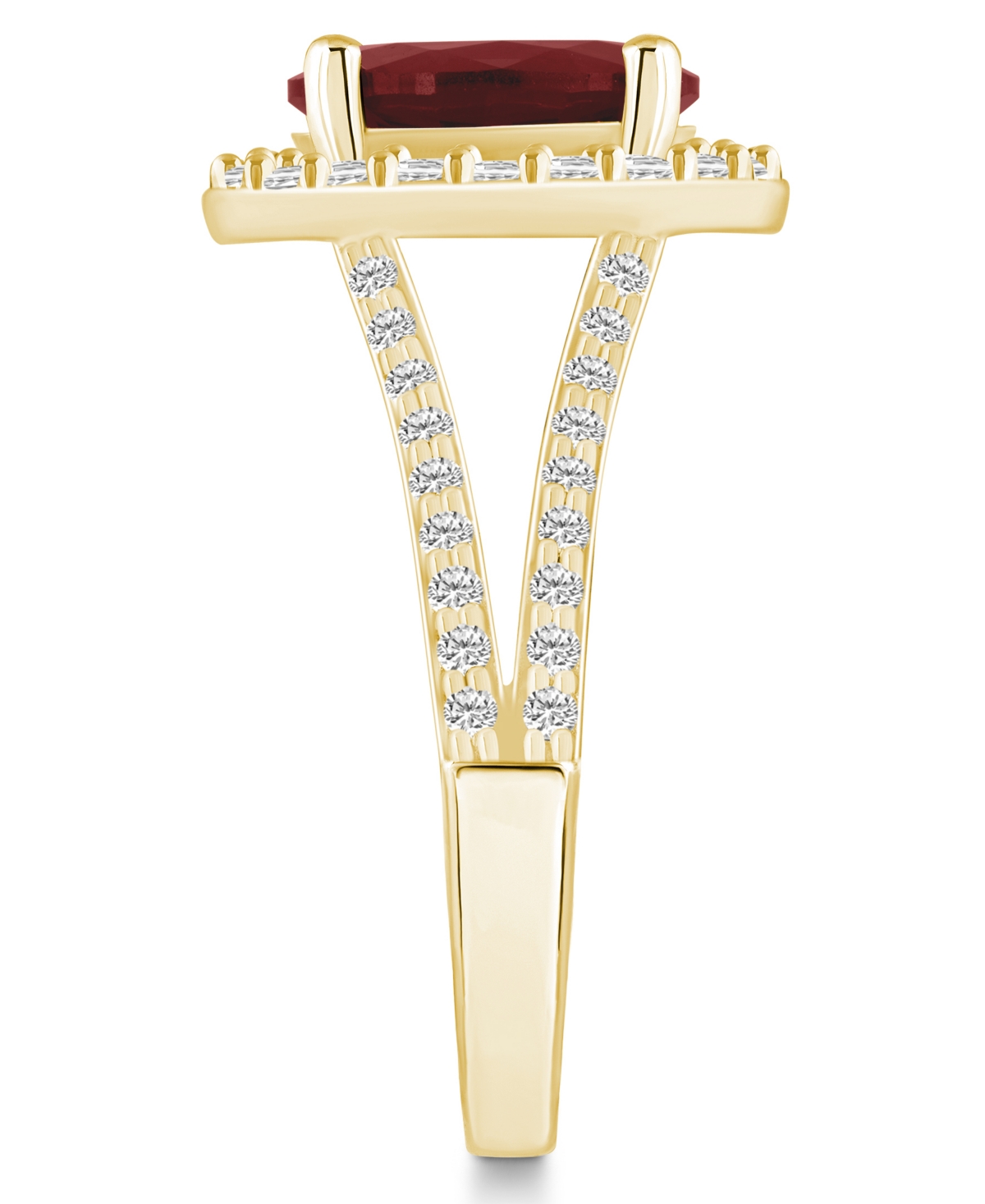 Macy's(3-1/10 ct. t.w.) and Diamond (3/4 ct. t.w.) Halo Ring in 14K Yellow Gold - Garnet