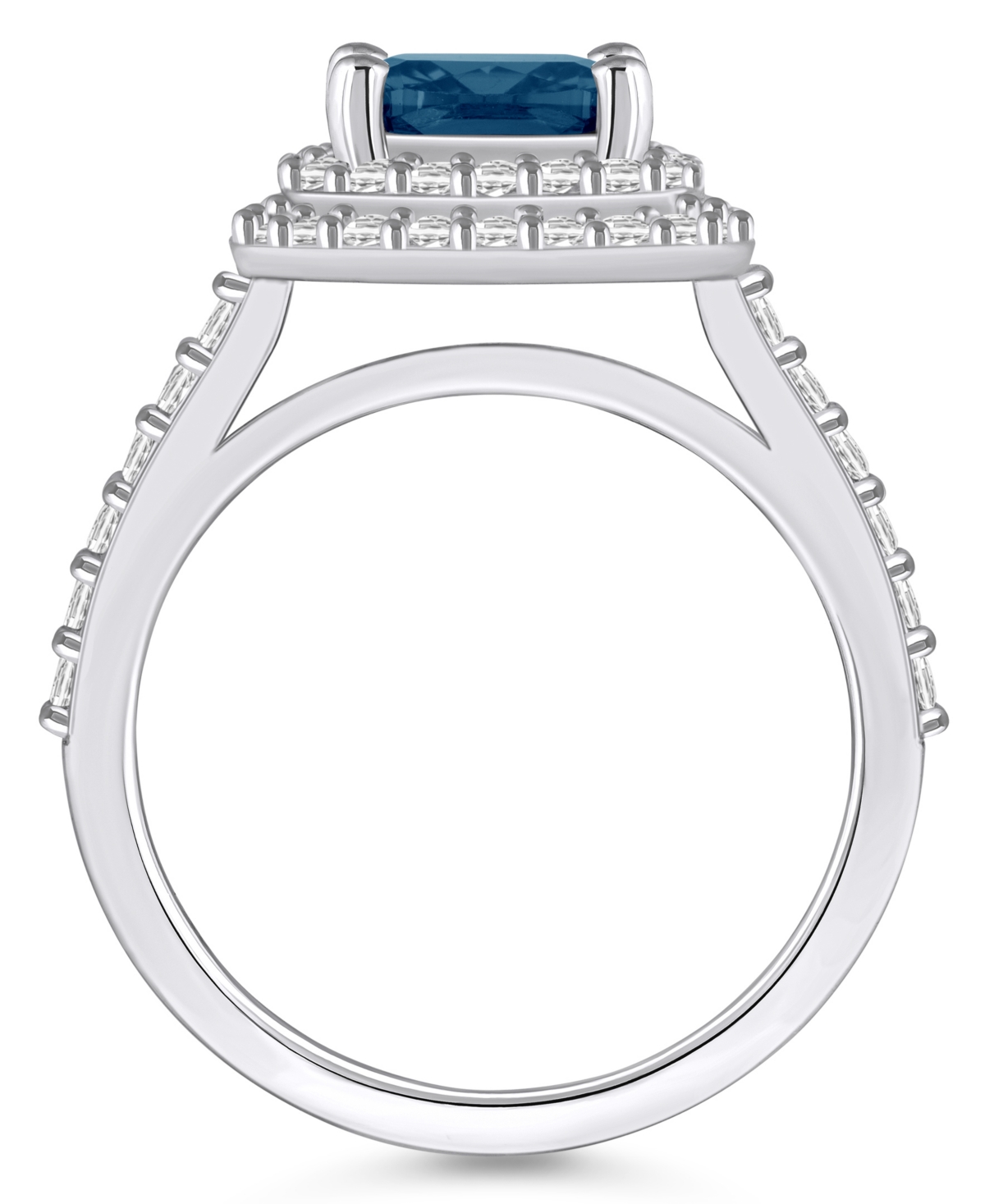 Macy'sand Diamond Accent Halo Ring in 14K White Gold - London Blue Topaz
