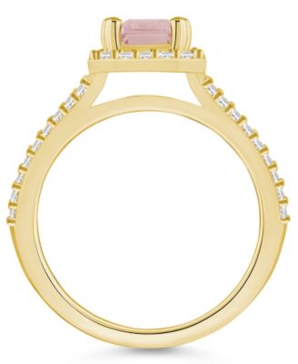 Morganite (1-3/8 ct. t.w.) and Diamond (1/2 ct. t.w.) Halo Ring in 14K Yellow Gold