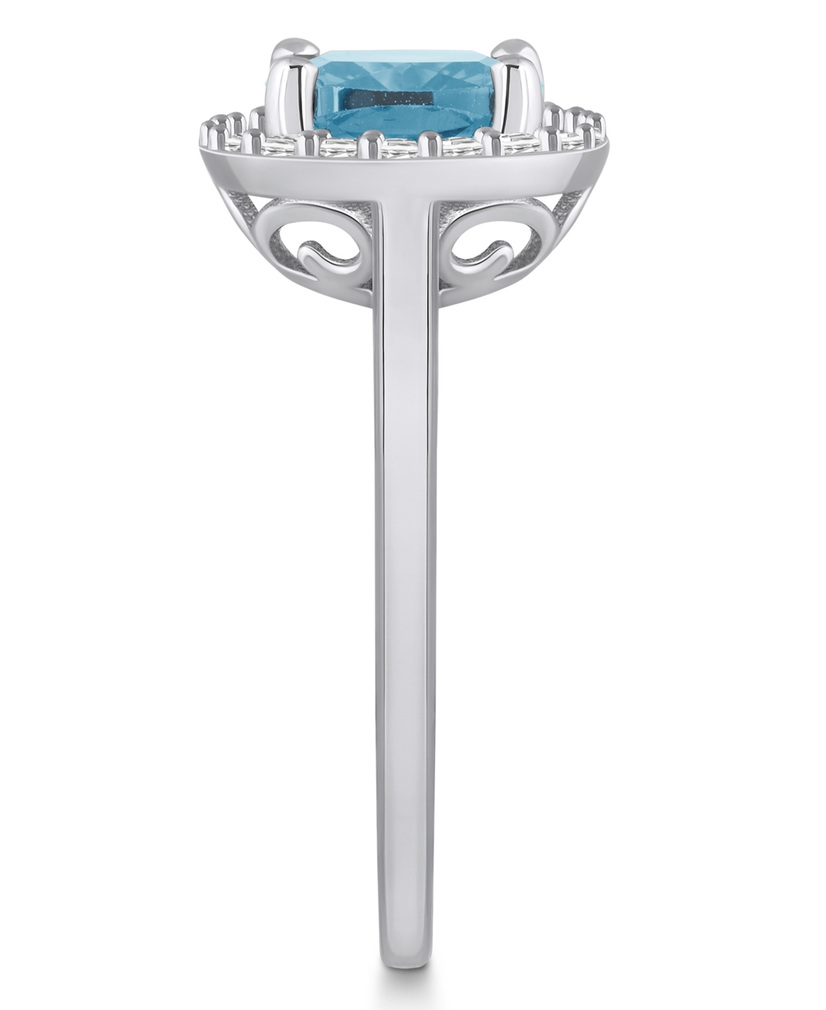 Macy's(2 ct. t.w.) and Diamond (1/4 ct. t.w.) Halo Ring in 14K White Gold - Aquamarine