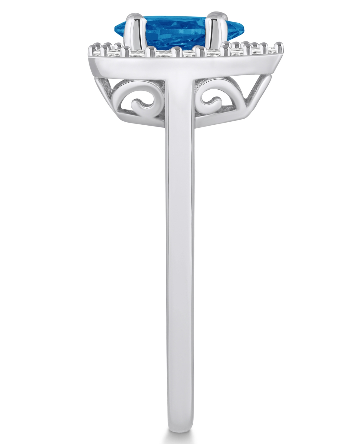 Macy's(1 ct. t.w.) and Diamond (1/5 ct. t.w.) Halo Ring in 14K White Gold - London Blue Topaz