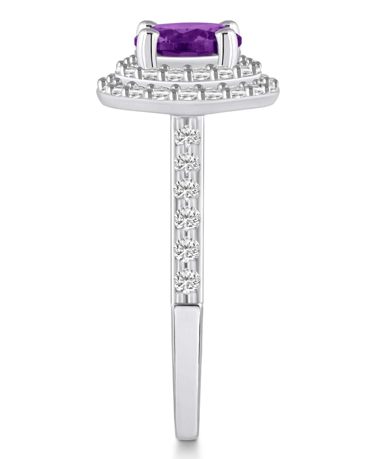 Macy'sand Diamond Accent Halo Ring in 14K White Gold - Amethyst