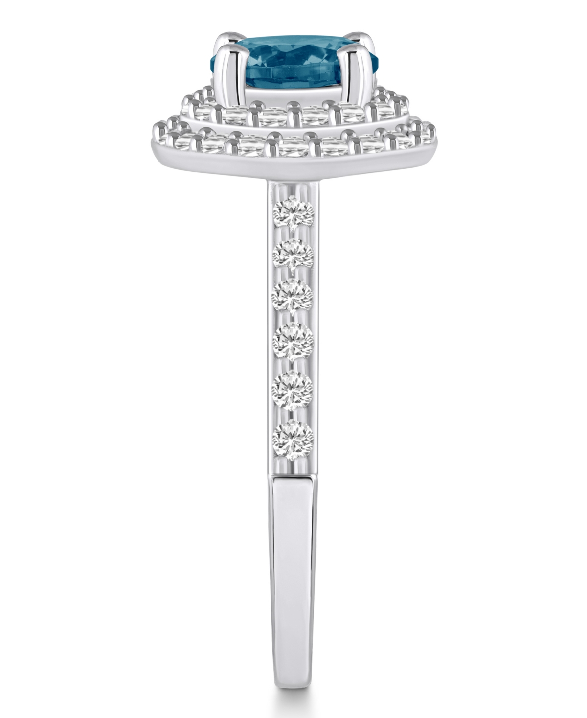 Macy'sand Diamond Accent Halo Ring in 14K White Gold - London Blue Topaz