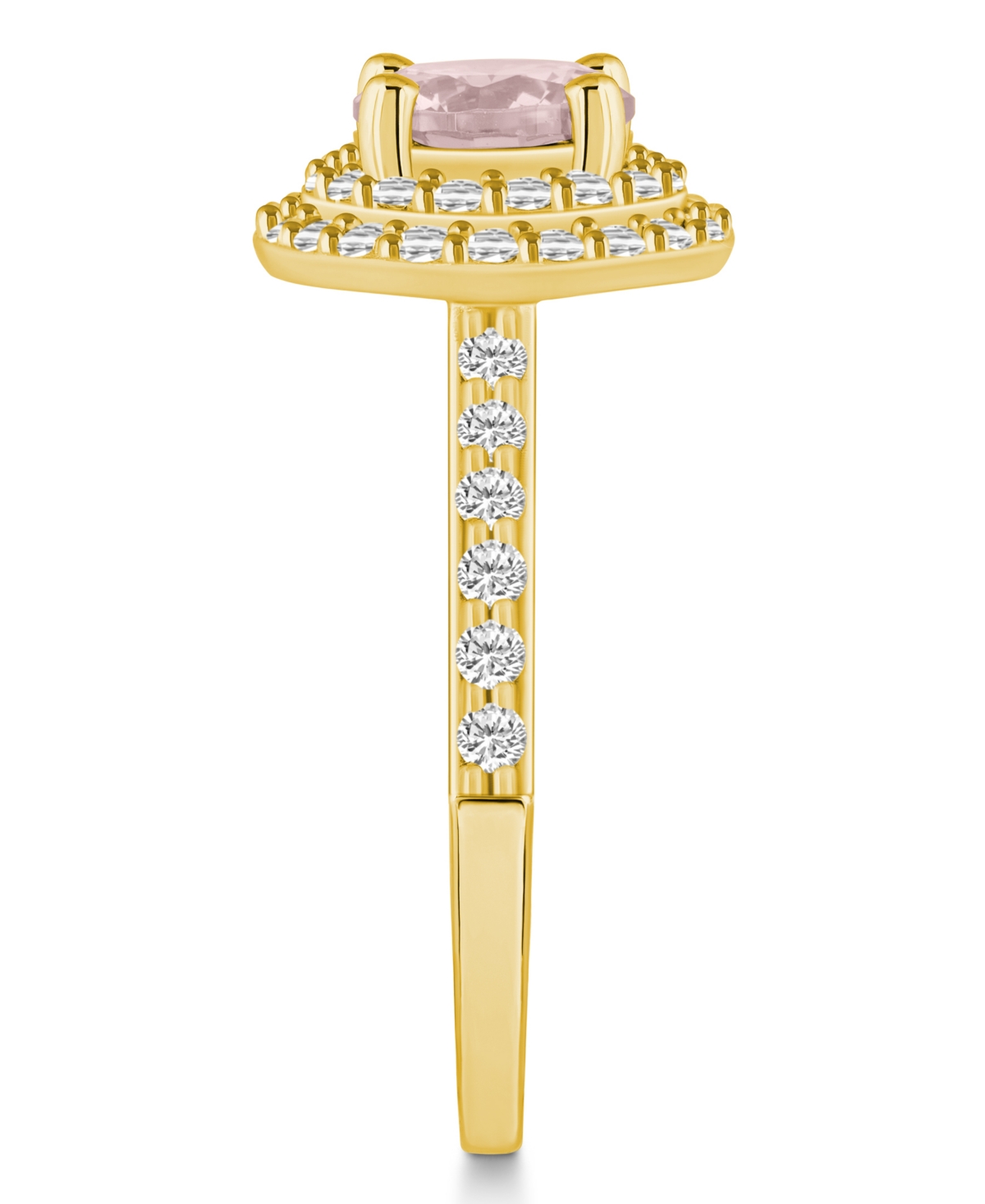 Macy'sand Diamond Accent Halo Ring in 14K Yellow Gold - Morganite