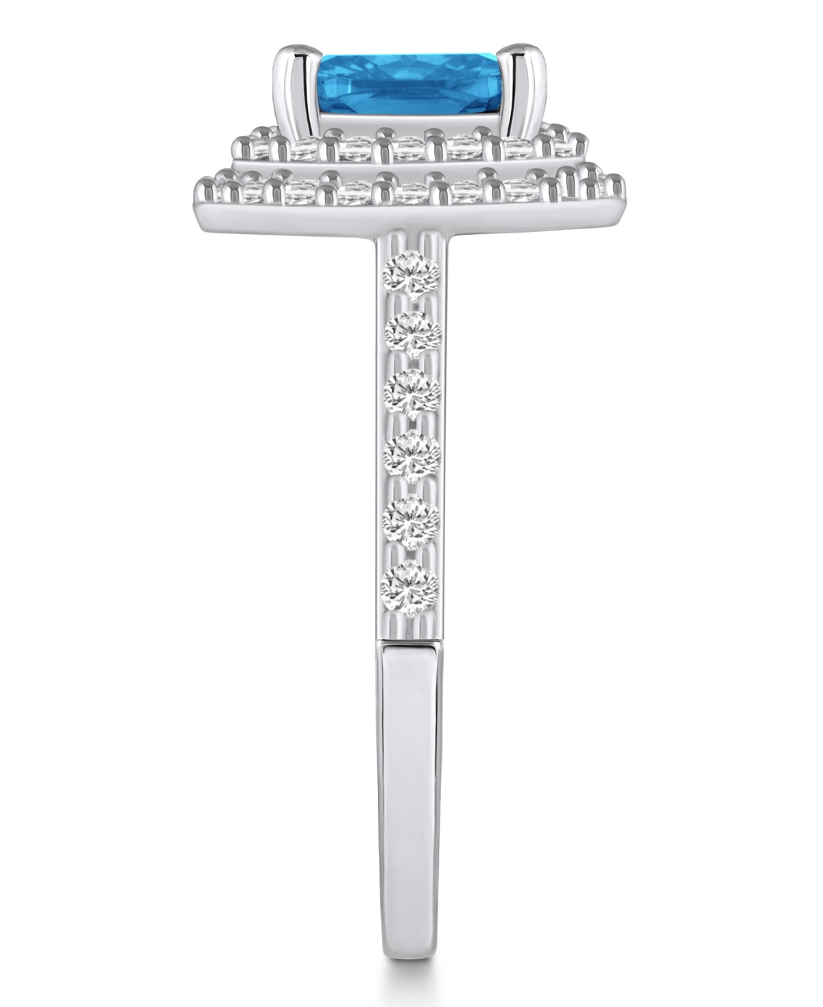 Macy'sand Diamond Accent Halo Ring in 14K White Gold - Blue Topaz