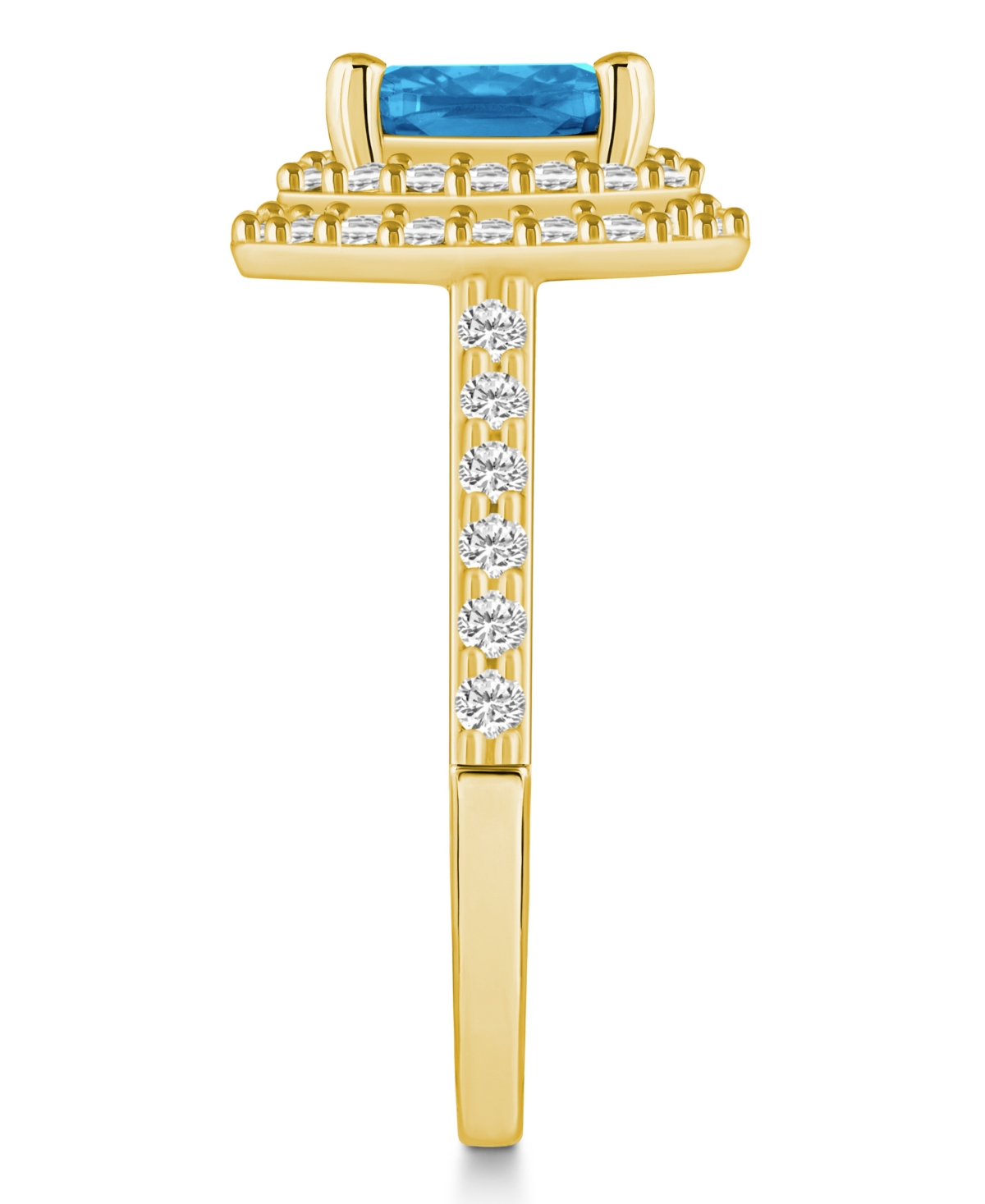 Macy'sand Diamond Accent Halo Ring in 14K Yellow Gold - Blue Topaz