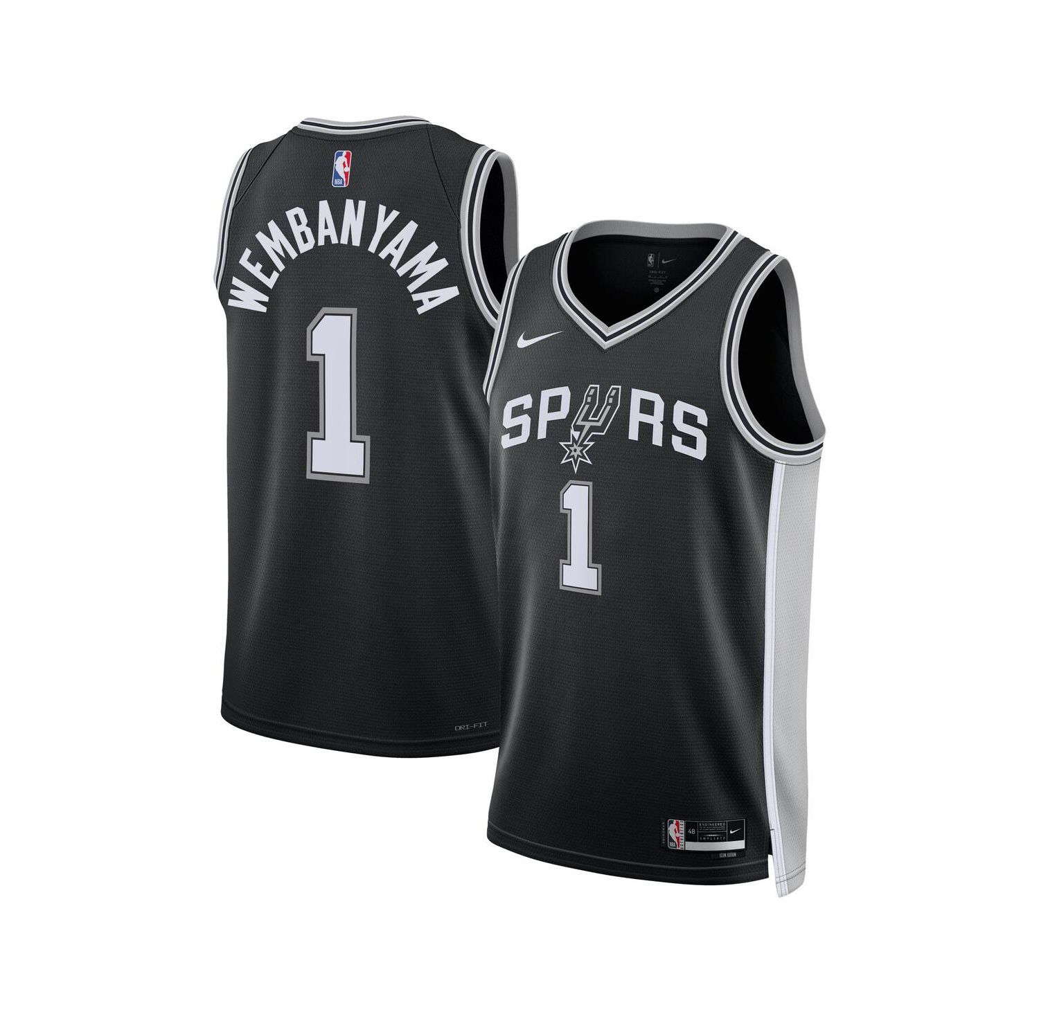 Men's and Women's Victor Wembanyama Black San Antonio Spurs 2023 NBA Draft First Round Pick Swingman Jersey - Icon Edition