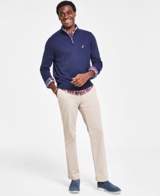 Nautica Men's Plaid Long-Sleeve Shirt, Quarter-Zip Sweater