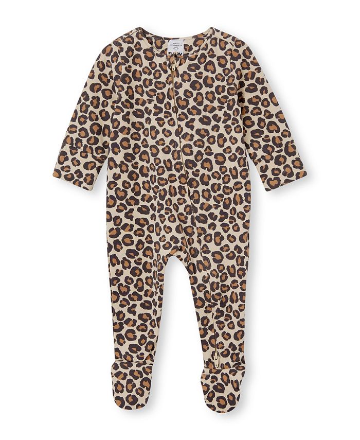 Girl's Print Bamboo Coverall with Zipper - Baby Rose Elephant Stripe main image 0