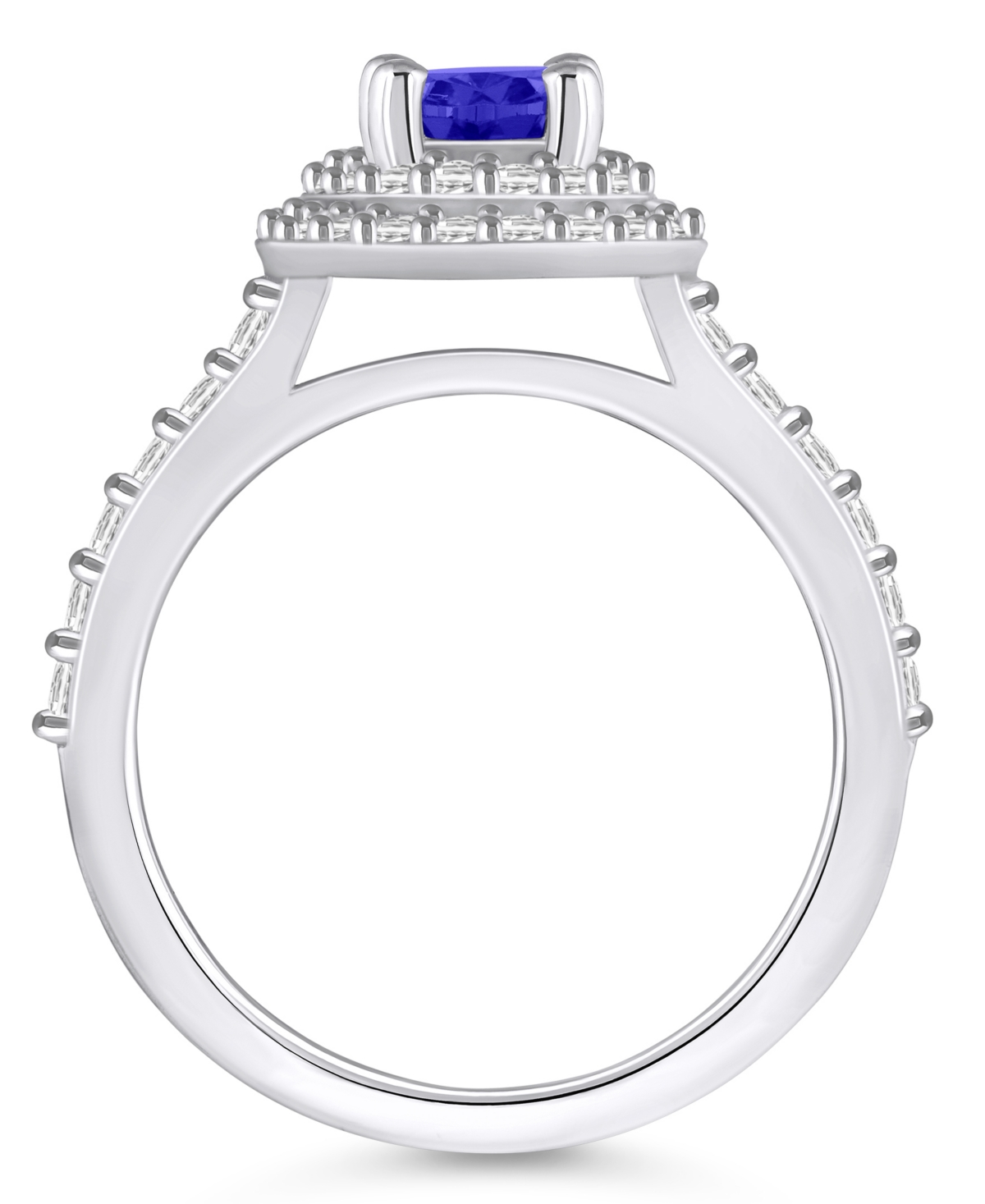 Tanzanite (1-1/4 ct. t.w.) & Diamond (5/8 ct. t.w.) Oval Double Halo Ring in 14k Gold