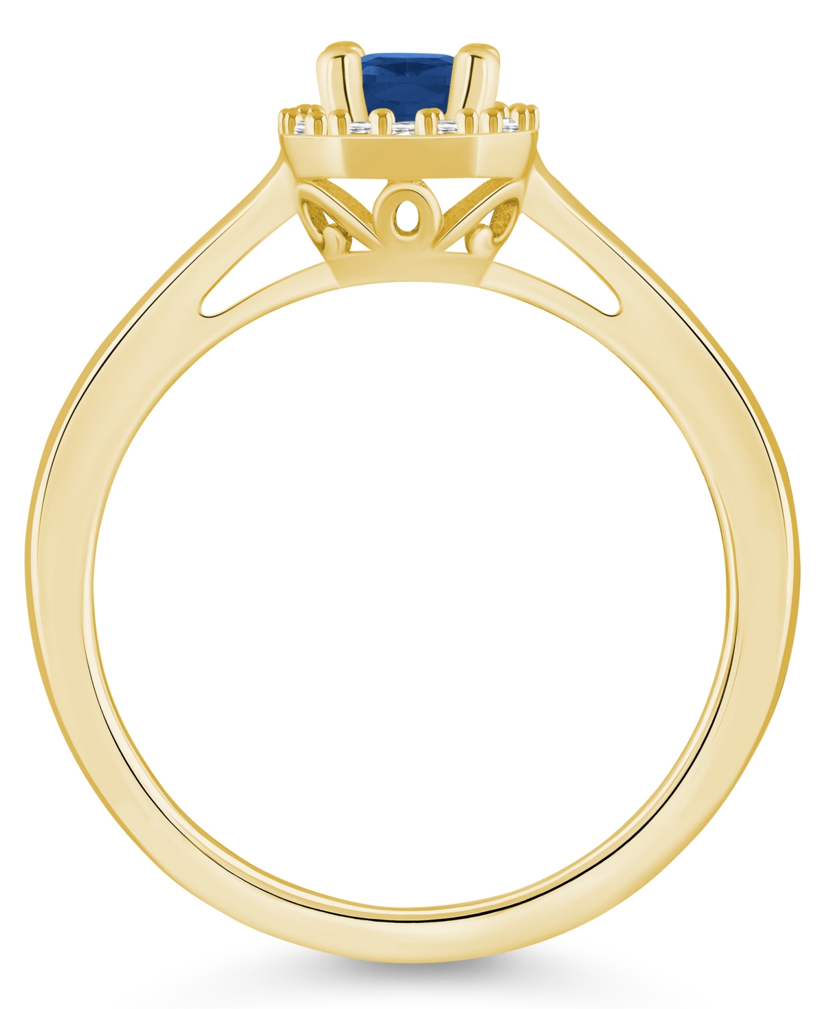 Emerald (1/2 ct. t.w.) & Diamond (1/8 ct. t.w.) Emerald-Cut Halo Ring in 14k Gold (Also in Ruby & - SAPPHIRE/GOLD