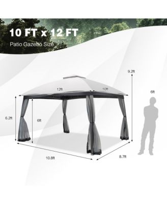 10x12 FT 2-Tier Patio Gazebo Canopy Netting Heavy-Duty Metal Easy-Setup Outdoor