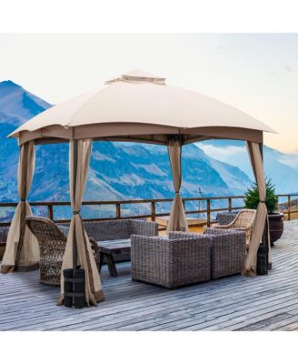 10x10 FT 2-Tier Patio Gazebo Canopy Netting Heavy-Duty Metal Easy-Setup Outdoor