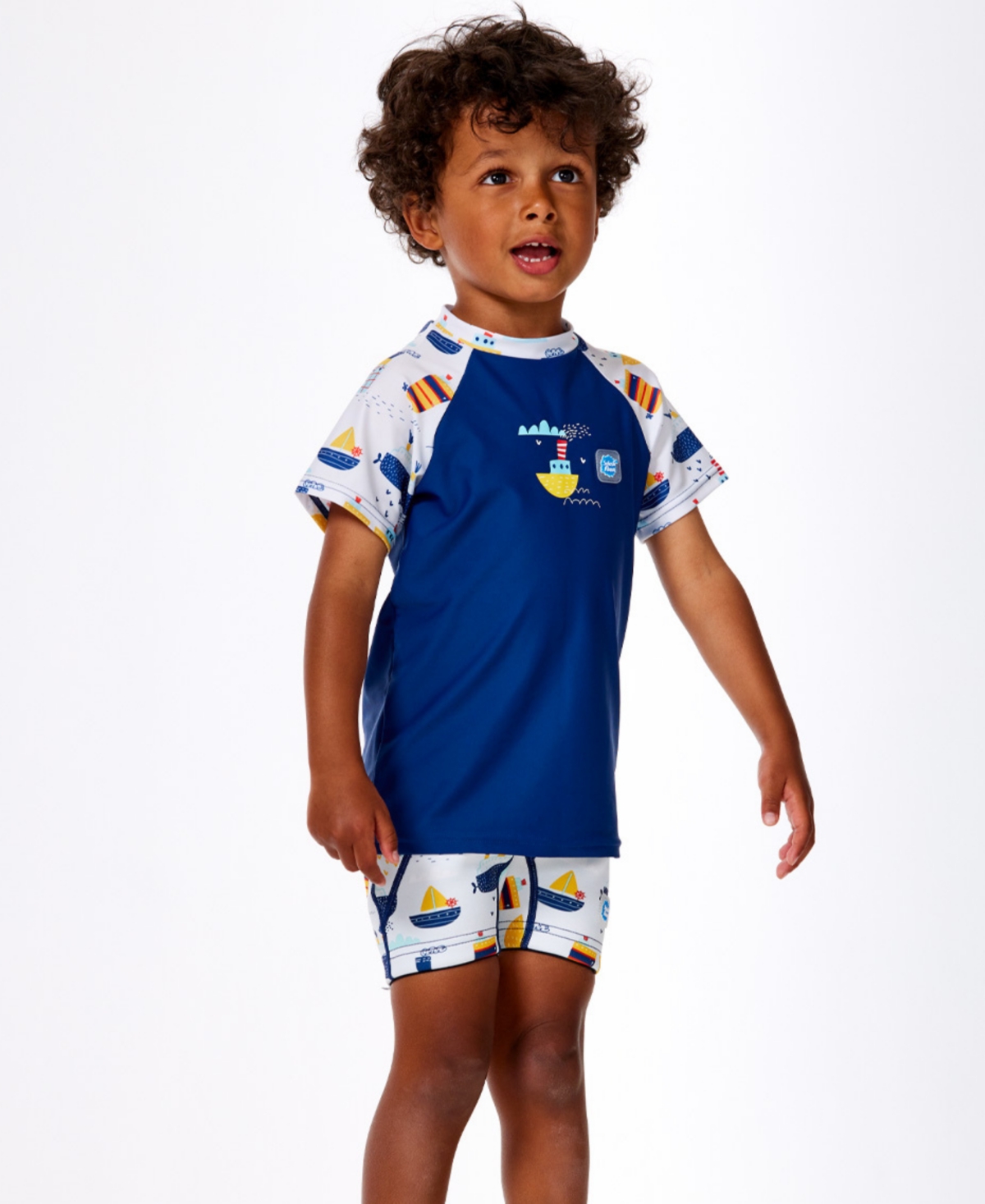 Splash About Toddler BoysShort Sleeved Rash Top - Tug Boats