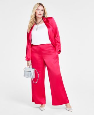 International Concepts Plus Size Single Button Satin Blazer