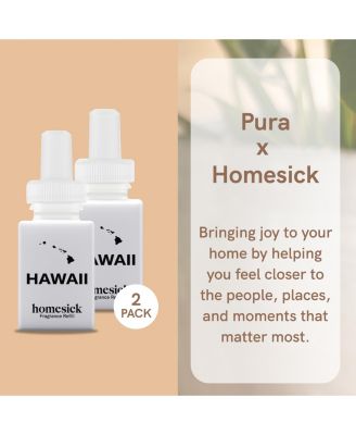 Homesick Home Scent Refill - Hawaii - Smart Home Air Diffuser Fragrance - Up to 120-Hours of Luxury Fragrance per Refill - Clean & Safe Diffuser Fragrance - Household Essential - 2 Pack