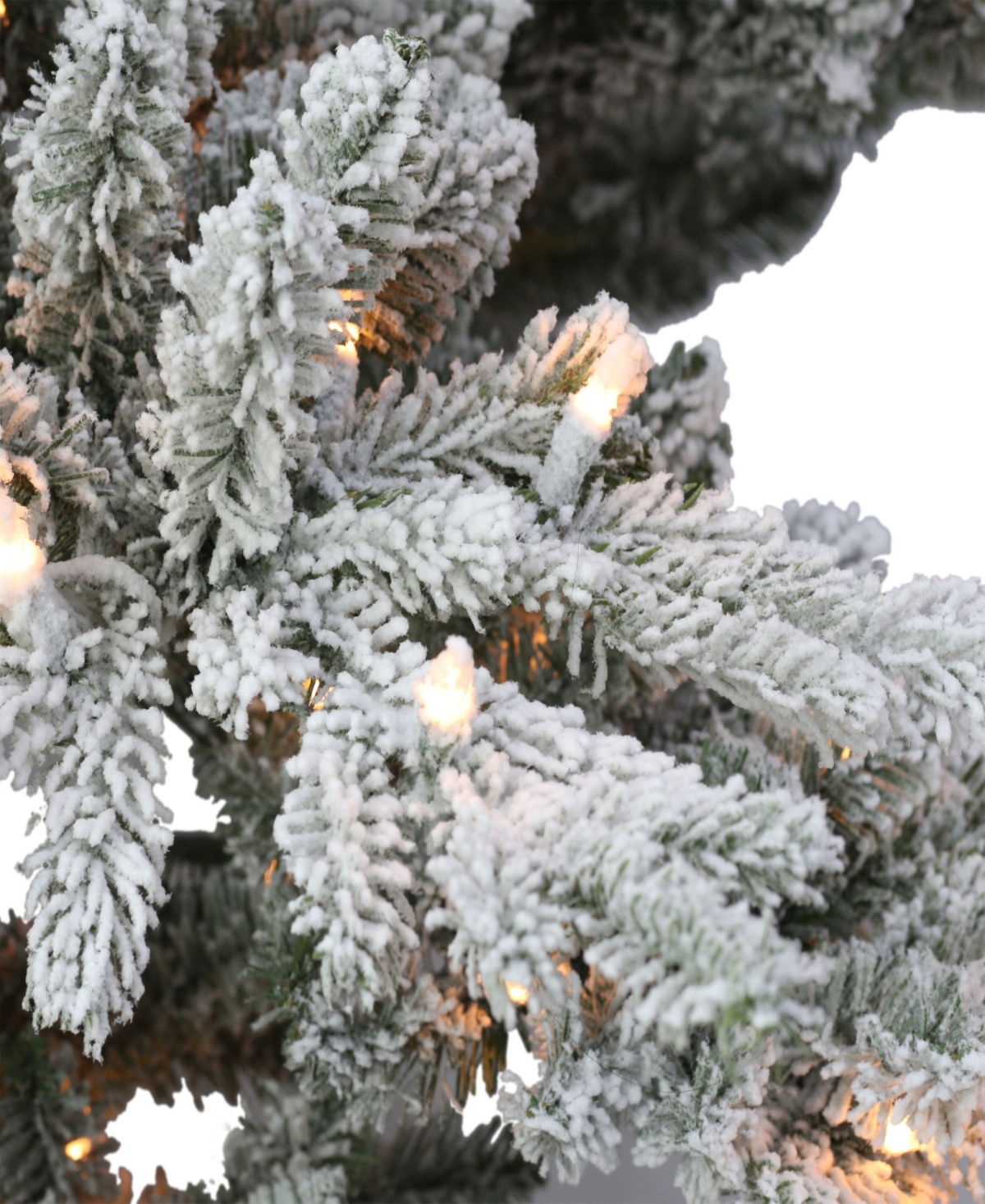 Puleo 9' Pre-lit Slim Flocked Artificial Utah Fir Tree In Green