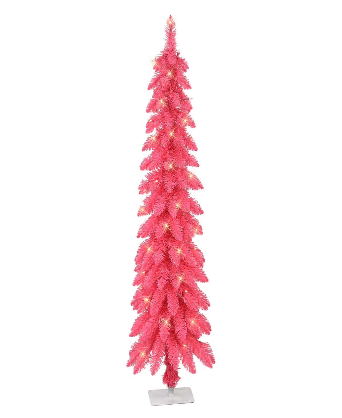 Puleo 4' Pre-lit Artificial Alpine Pencil Tree In Pink