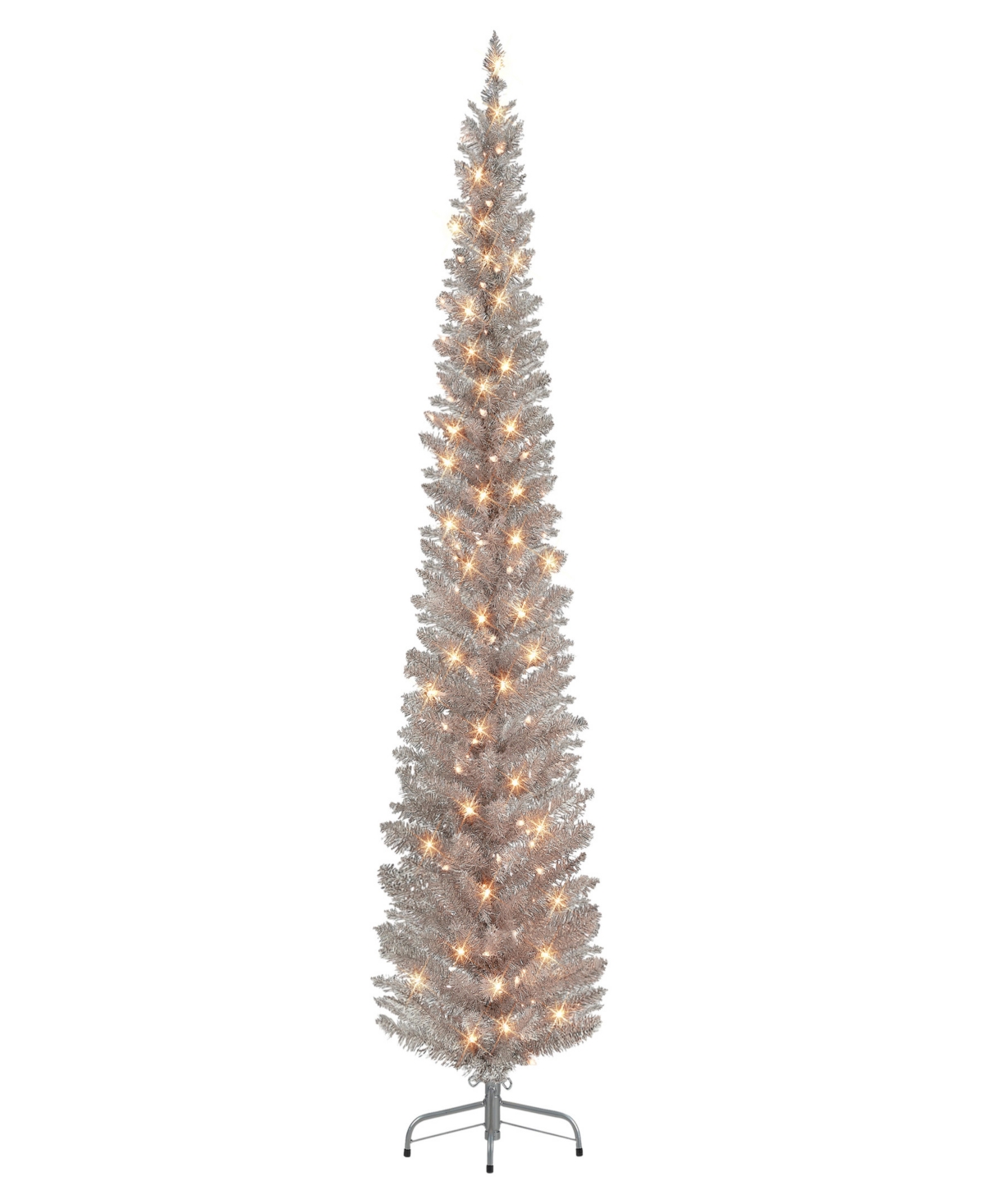 Puleo 7' Pre-lit Tinsel Artificial Tree In Rose Gold