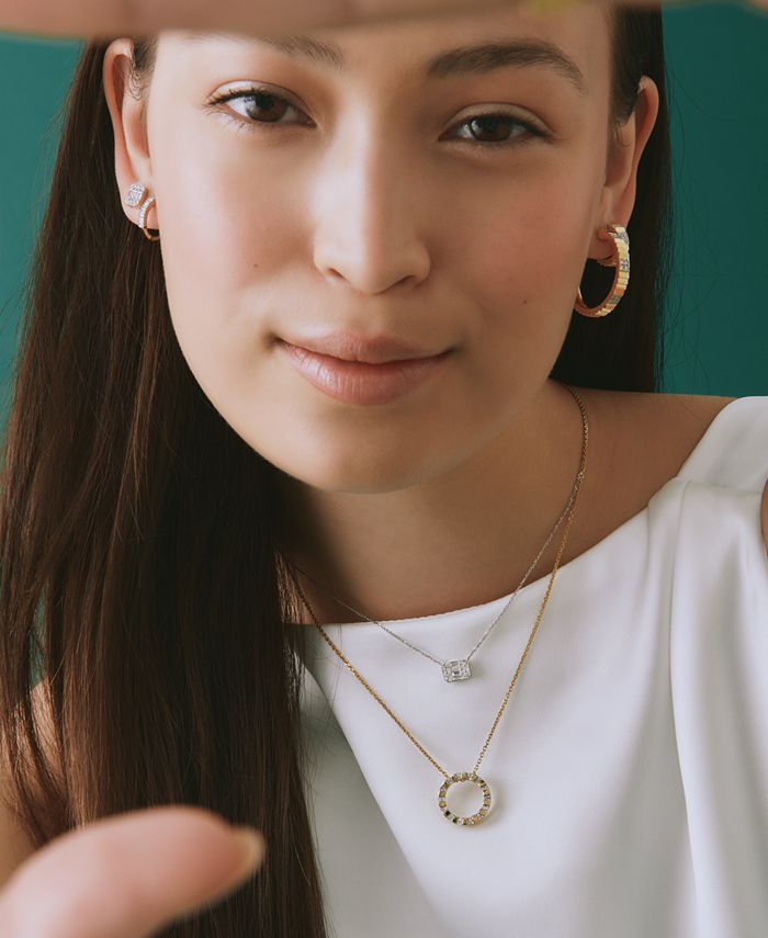 Audrey Hoop Earring, 14k Gold White Diamond