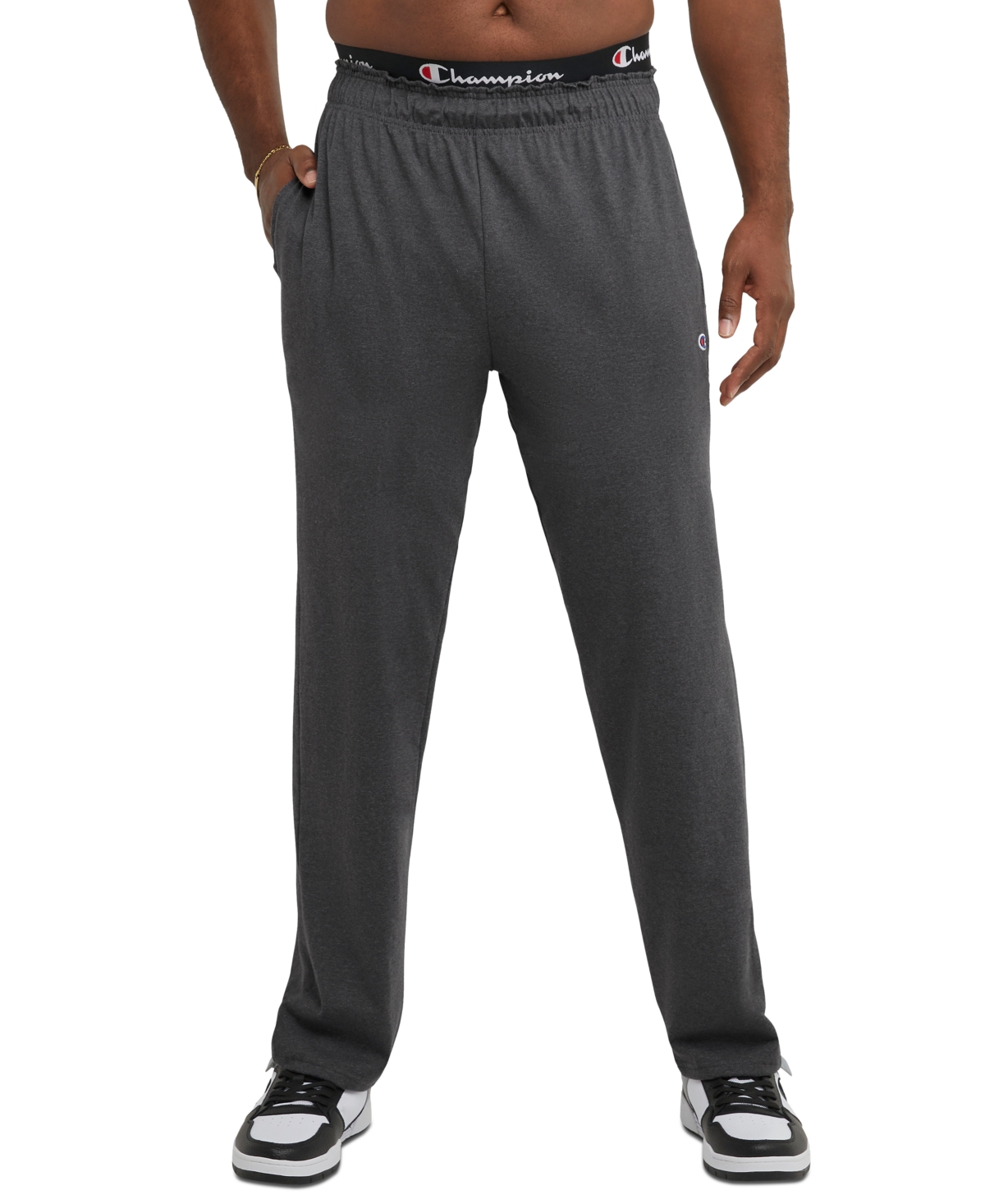 Champion Men s Big Tall Standard Fit Jersey Knit Track Pants Granite Heather Smart Closet
