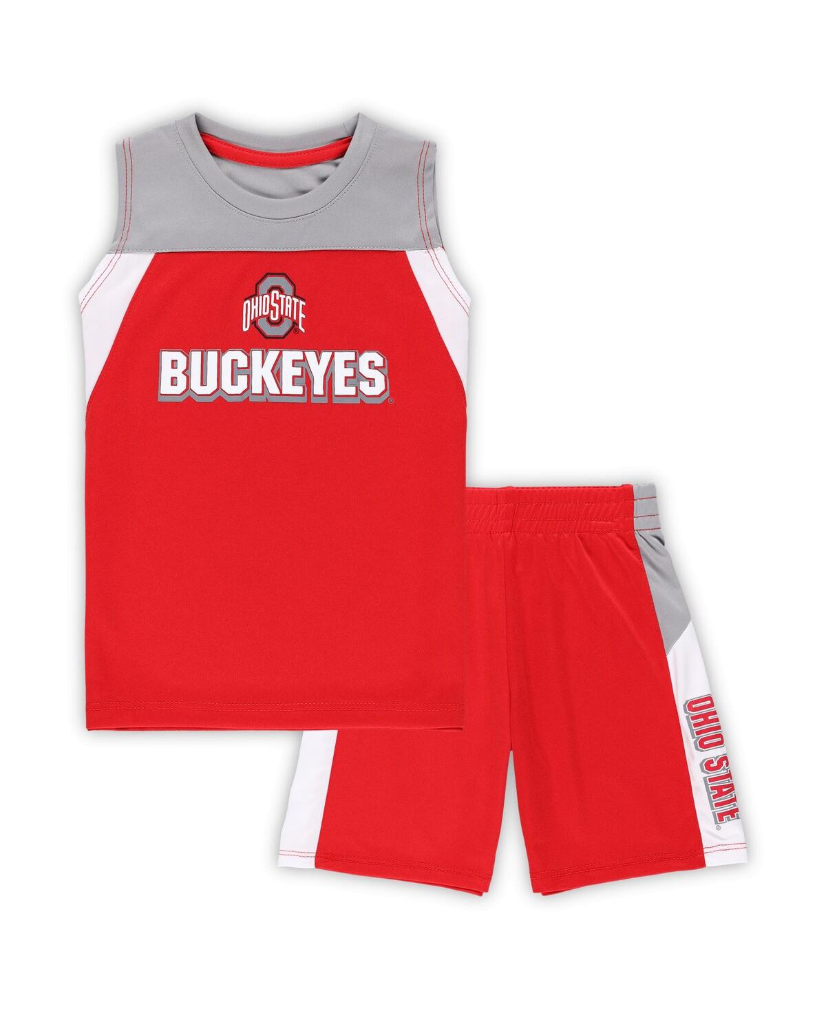 Colosseum Babies' Toddler Boys And Girls  Scarlet Ohio State Buckeyes Ozone Tank Top And Shorts Set