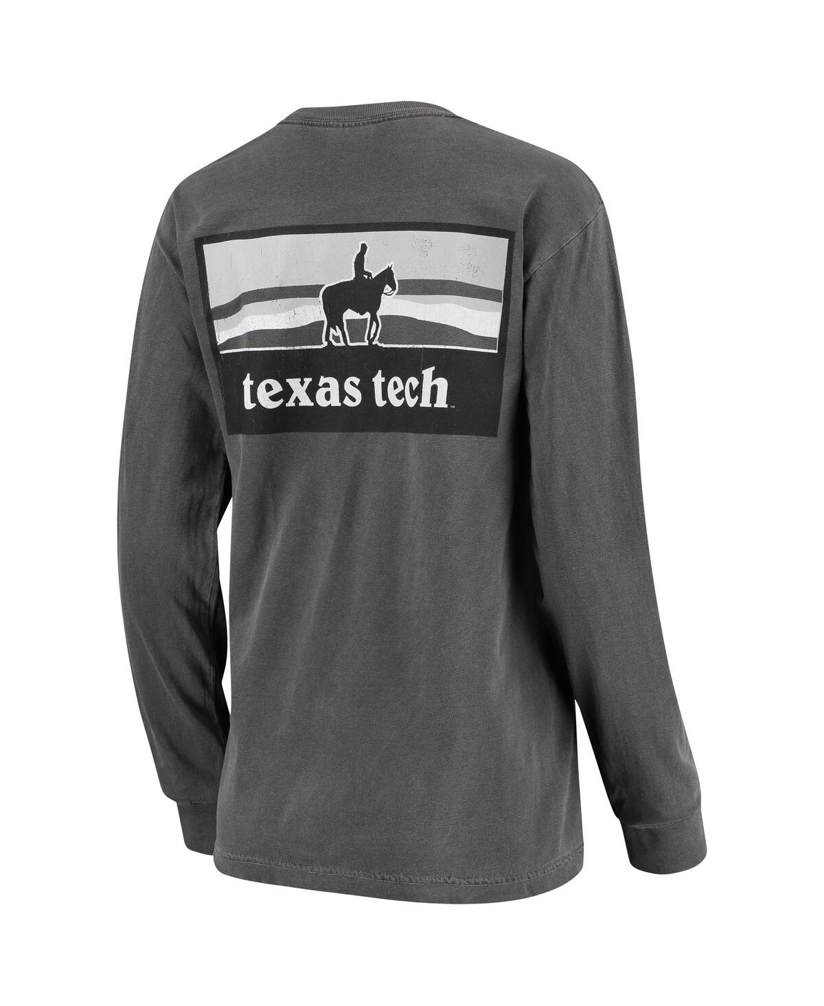 Shop Summit Sportswear Women's Charcoal Texas Tech Red Raiders Comfort Colors Campus Skyline Long Sleeve Oversized T-shirt