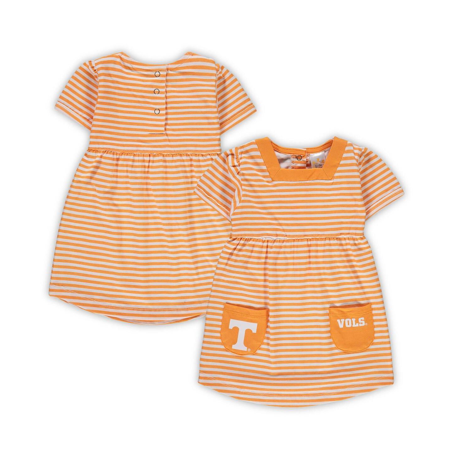 Платье Little King Apparel Tennessee Orange Tennessee Volunteers Striped with Pockets для девочек-малышей — фото 2