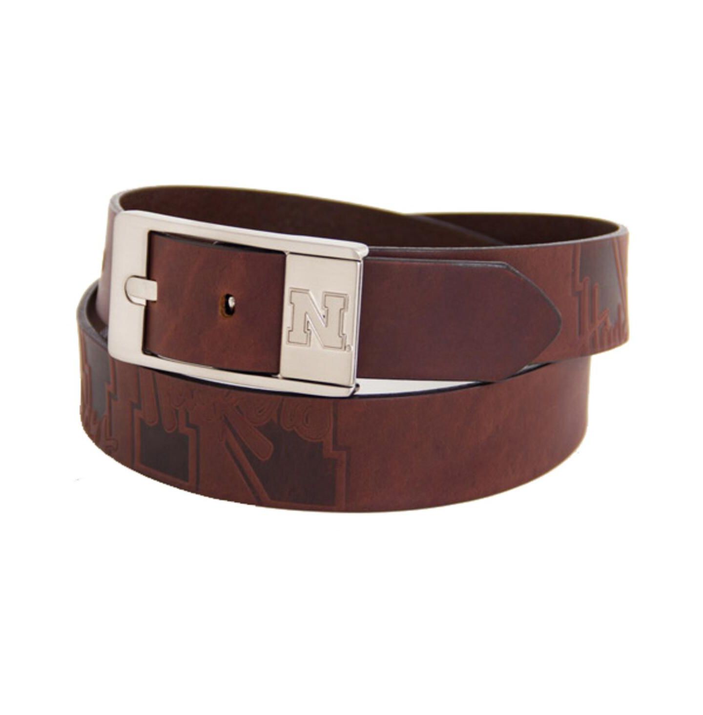 Мужской ремень Eagles Wings Nebraska Huskers Brandish Leather Belt - Brown — фото 1