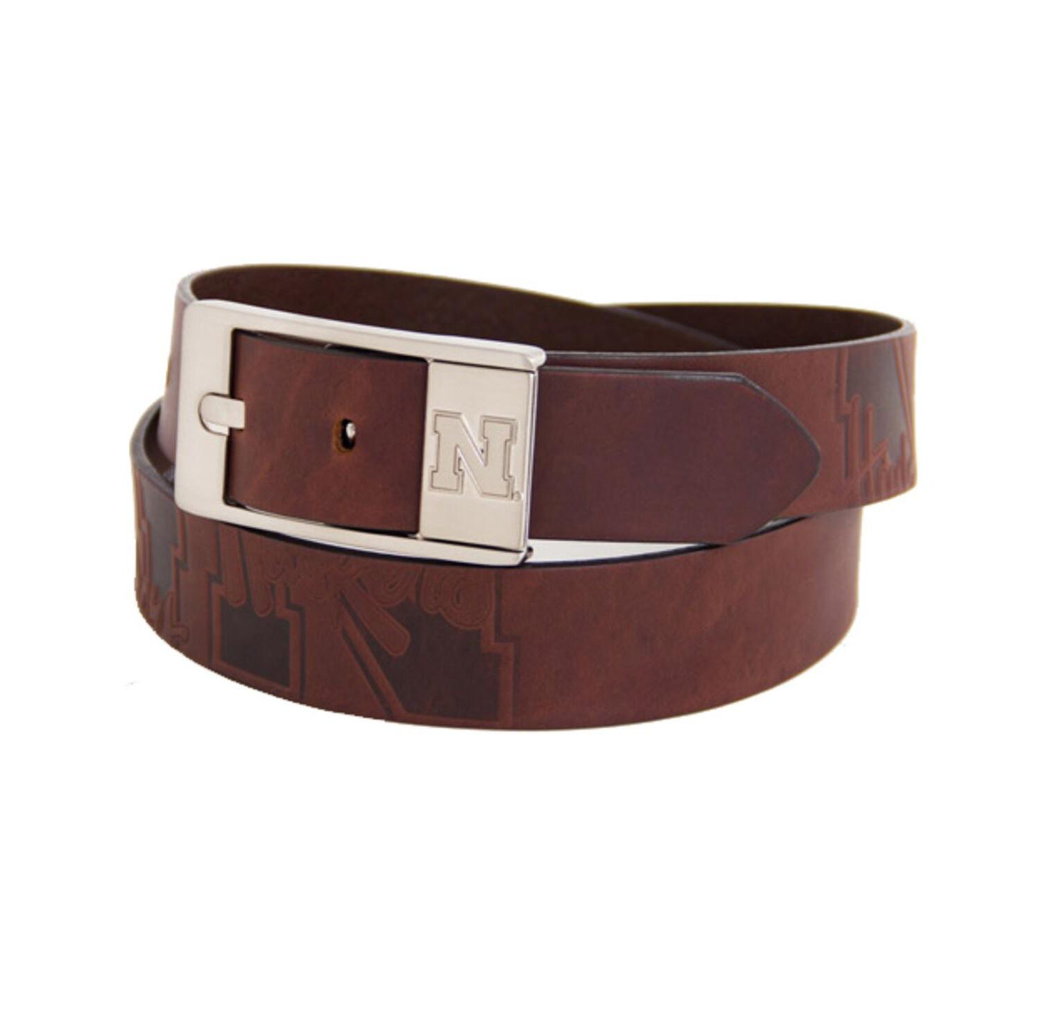Men's Nebraska Huskers Brandish Leather Belt - Brown