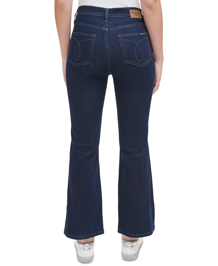 Calvin Klein Jeans Women's High Rise Flared Slit Hem Jeans Blue Size 29