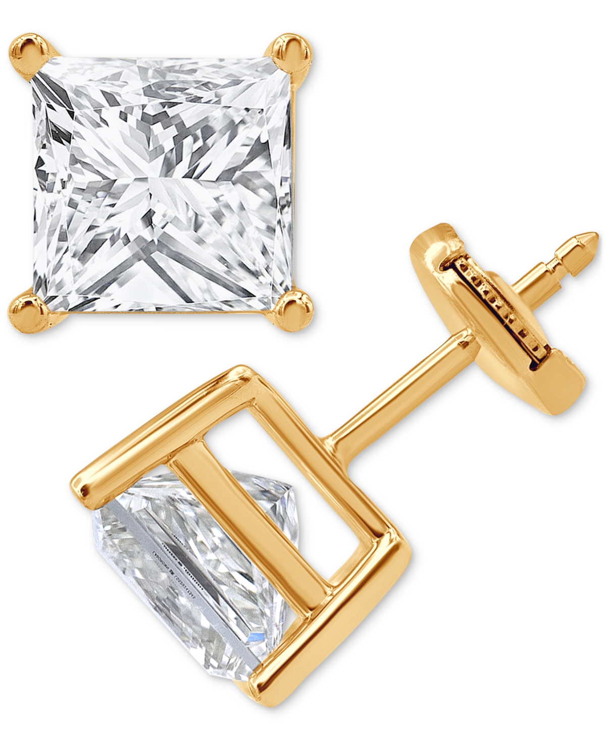 Certified Lab Grown Diamond Princess-Cut Stud Earrings (6 ct. t.w.) in 14k Gold - White Gold