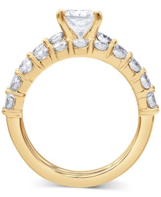 Badgley Mischka Certified Lab Grown Diamond Cushion Bridal Set (3-3/8 ct. t.w.) in 14k Gold