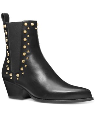 Women's Kinlee Leather Studded Pull-On Chelsea Booties