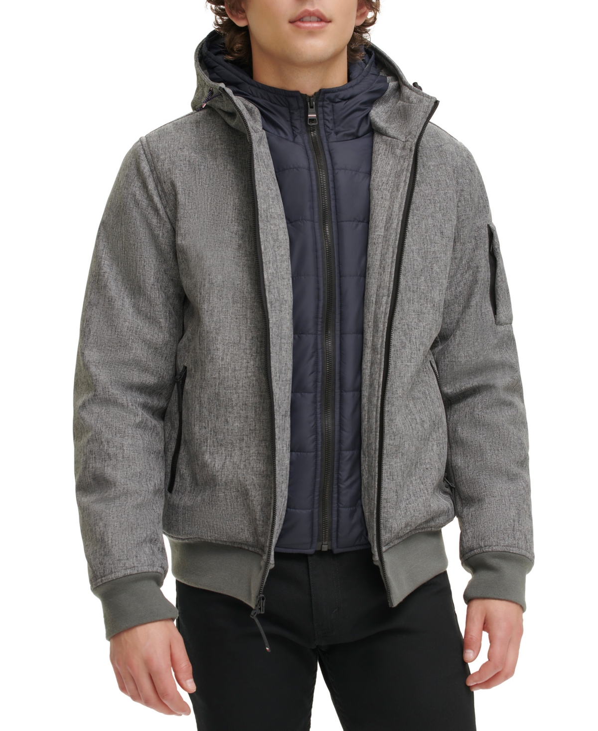 Tommy Hilfiger Men's Hoodie Bomber Combo Jacket In Midnight